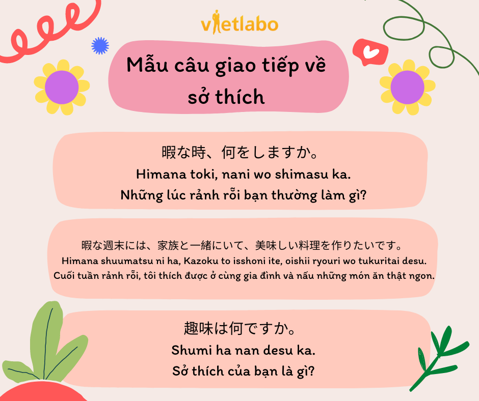 mâu câu giao tiếp về sở thích